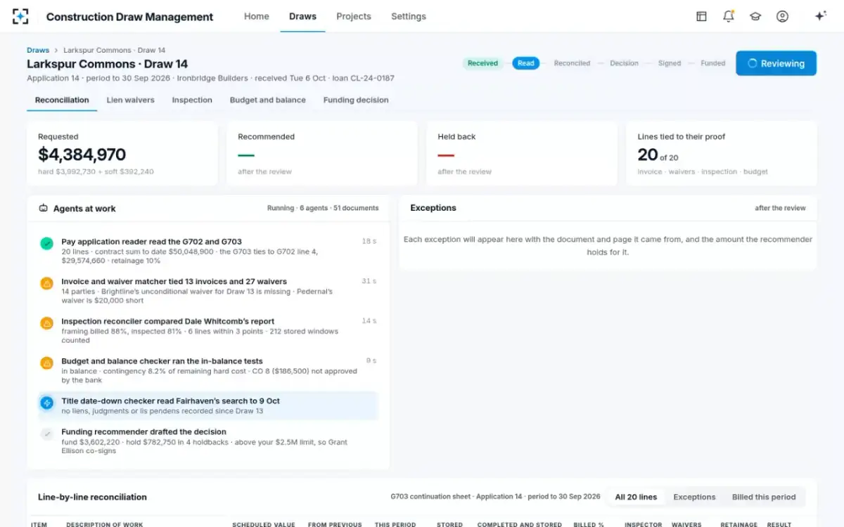 Construction Draw Management — Agents at work