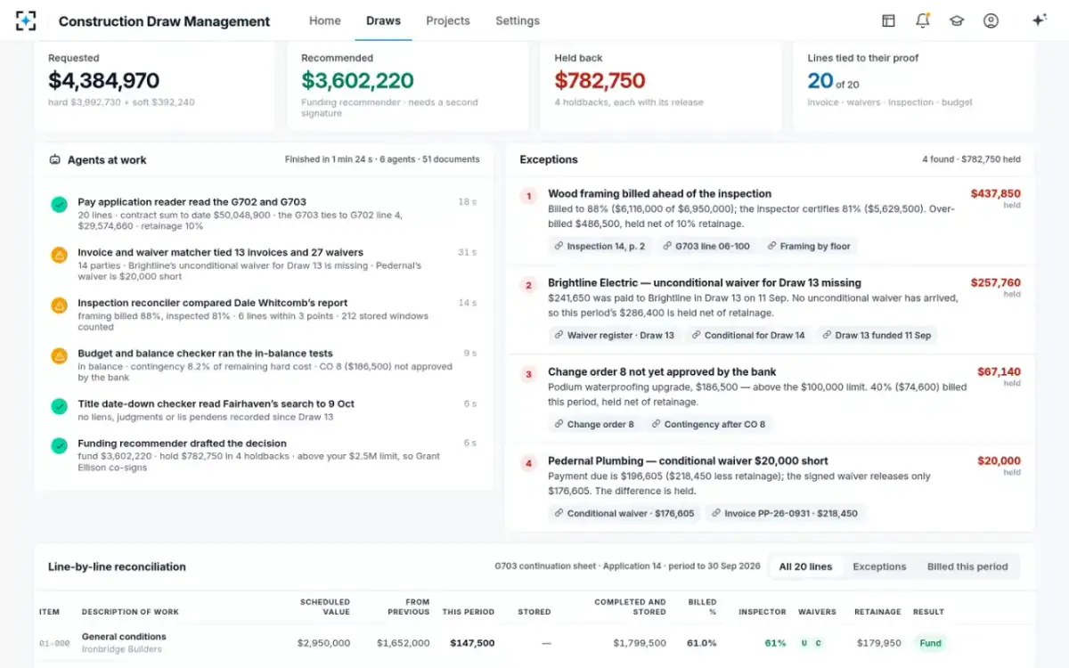 Construction Draw Management — Exceptions and the recommendation