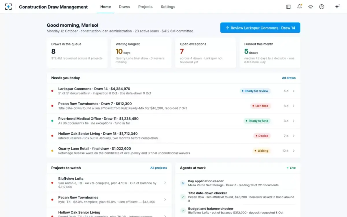 Construction Draw Management — Home