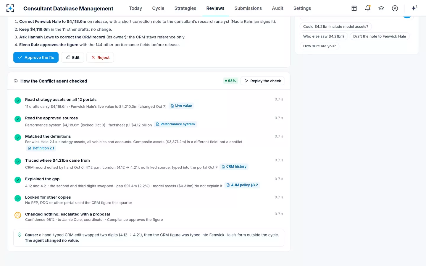Consultant Database Management — How the Conflict agent checked