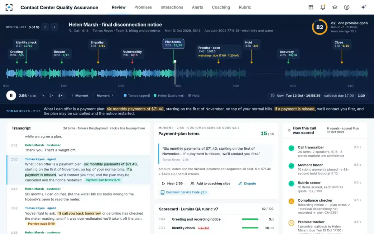 Contact Center Quality Assurance — Hear a moment