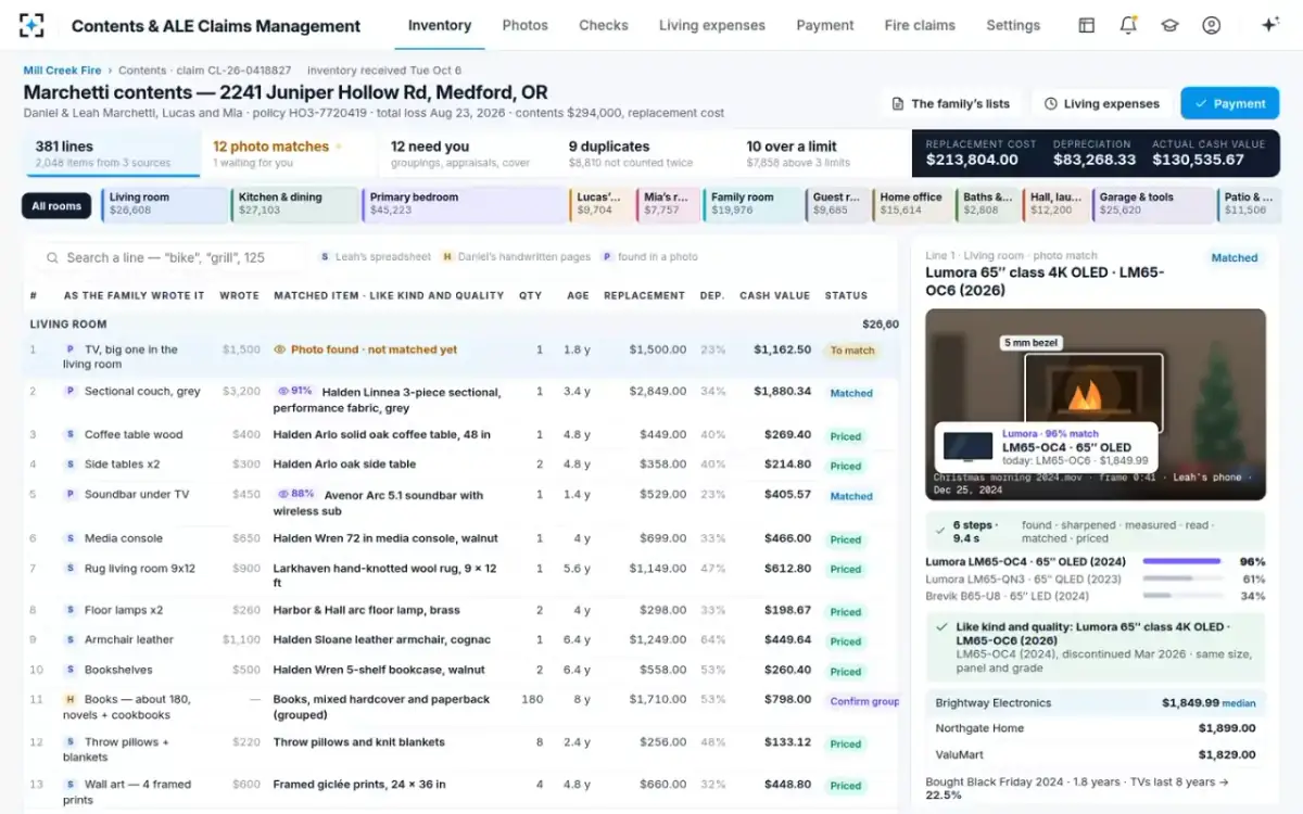 Contents & ALE Claims Management — A photo becomes a product