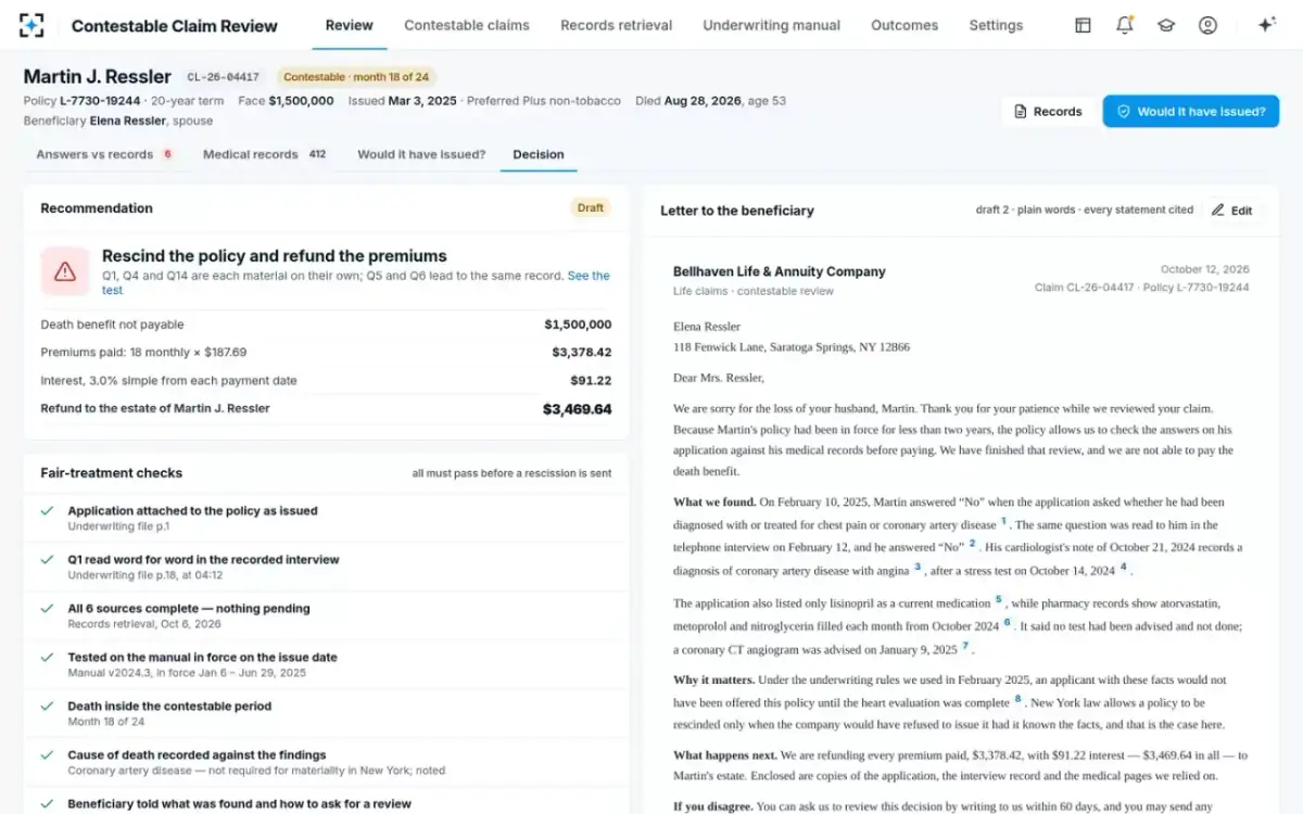 Contestable Claim Review — Pay or rescind