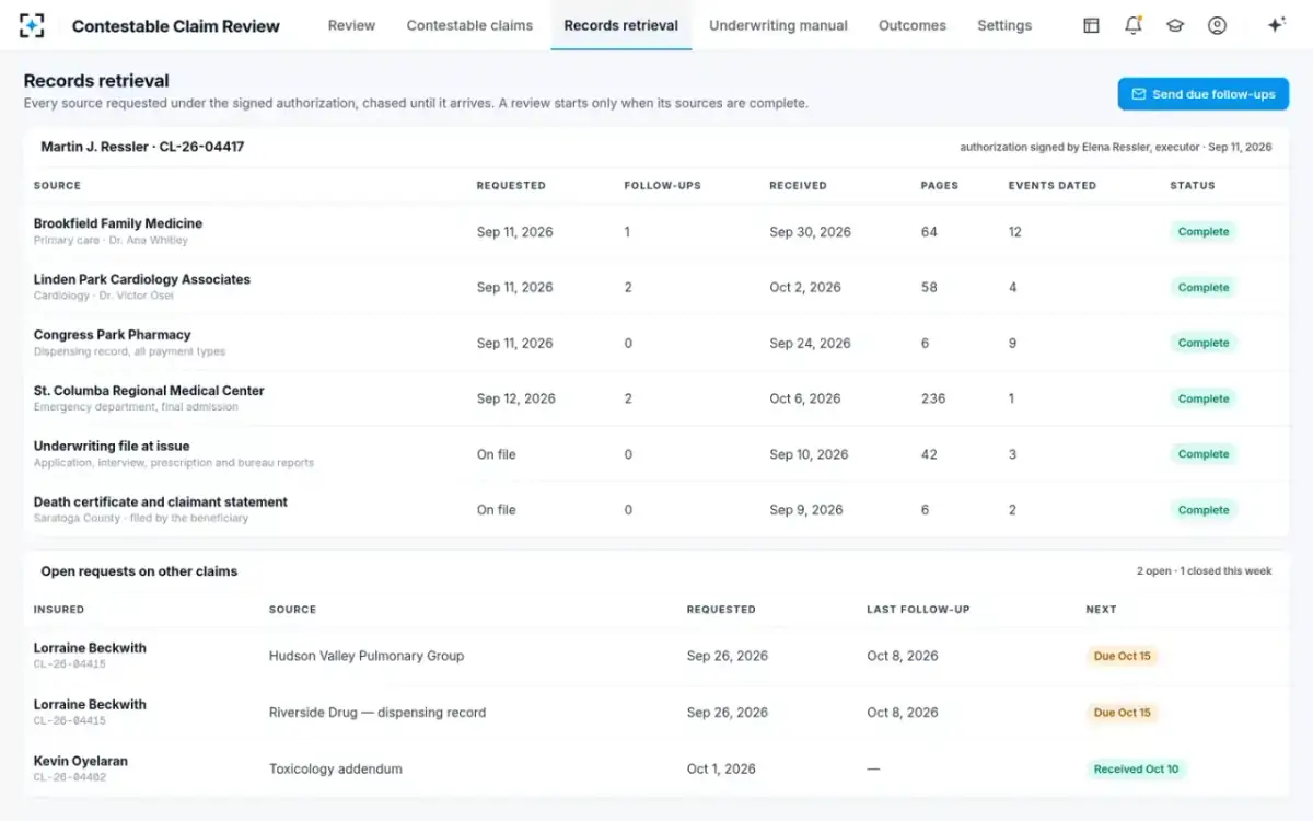 Contestable Claim Review — Records retrieval