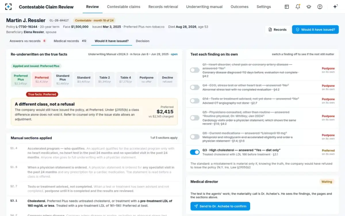 Contestable Claim Review — Each finding on its own