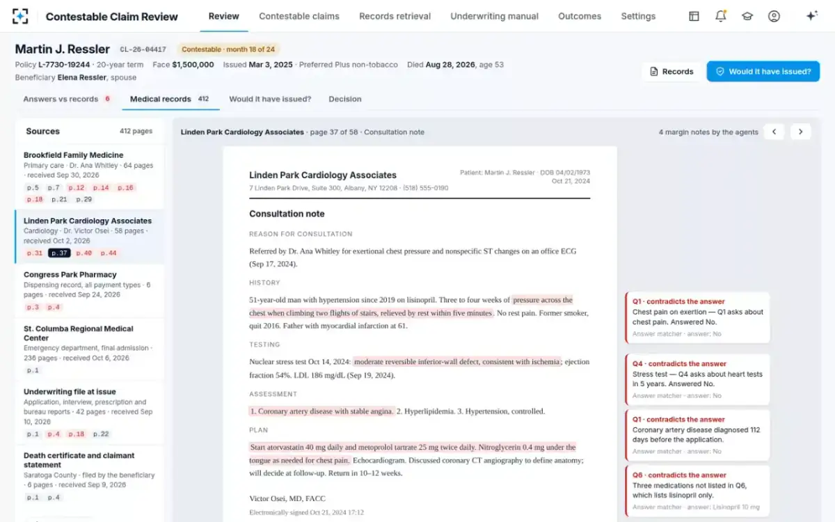 Contestable Claim Review — Medical records