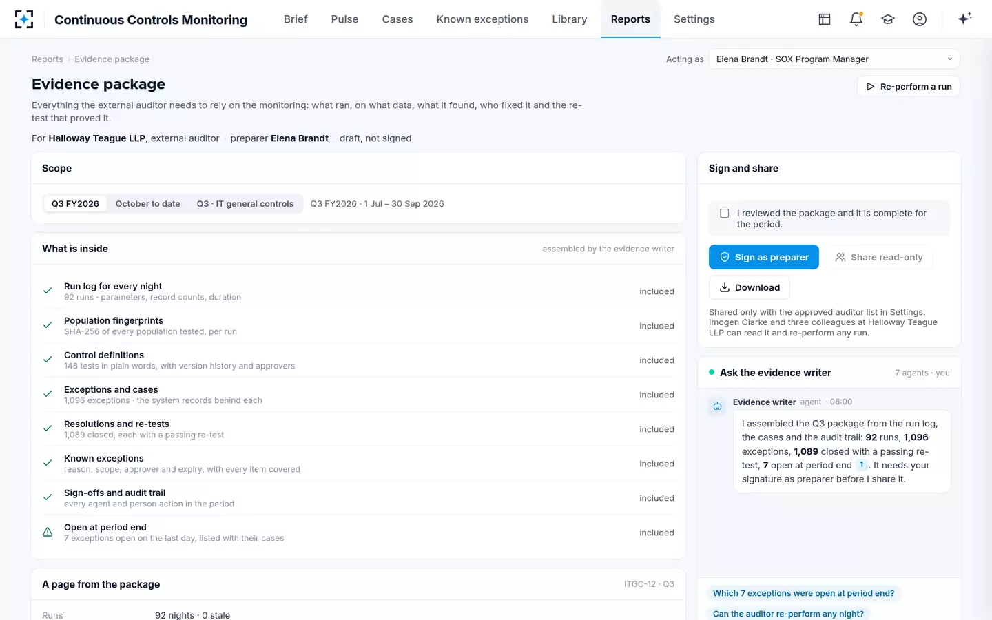 Continuous Controls Monitoring — The evidence package