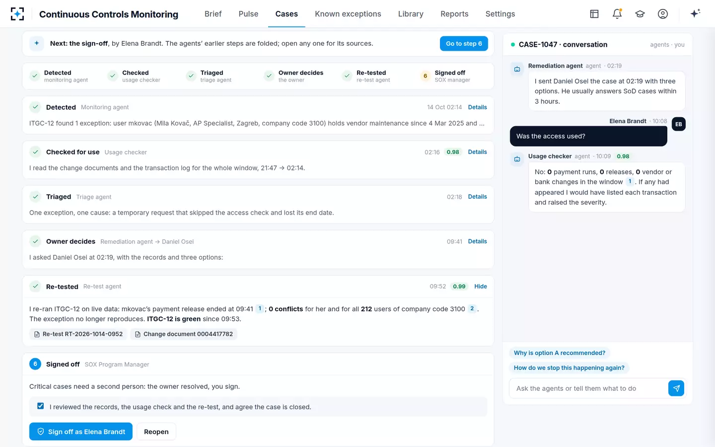 Continuous Controls Monitoring — Sign-off