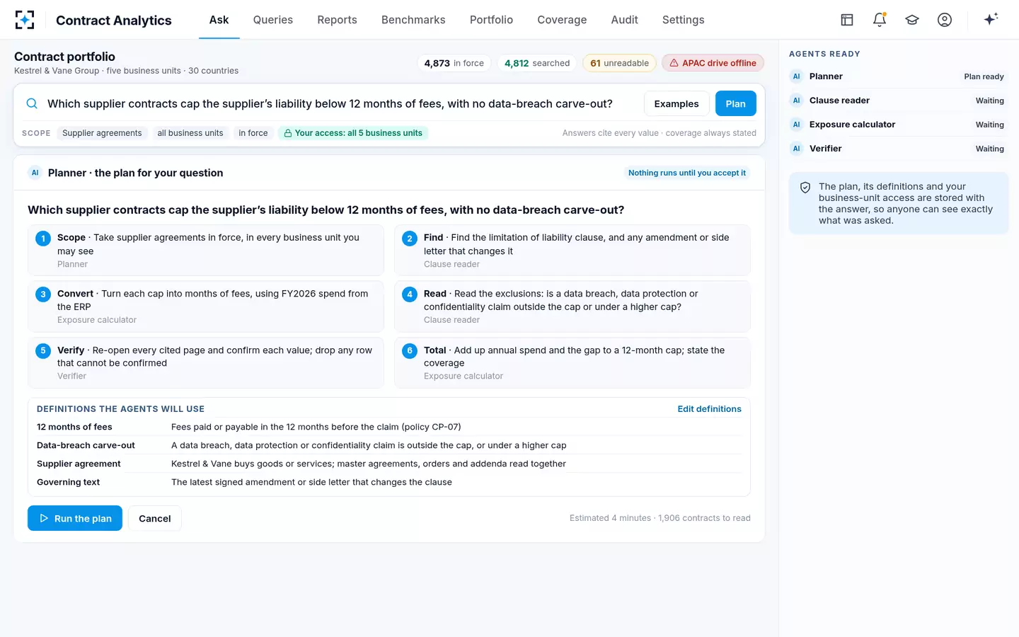 Contract Analytics — The plan