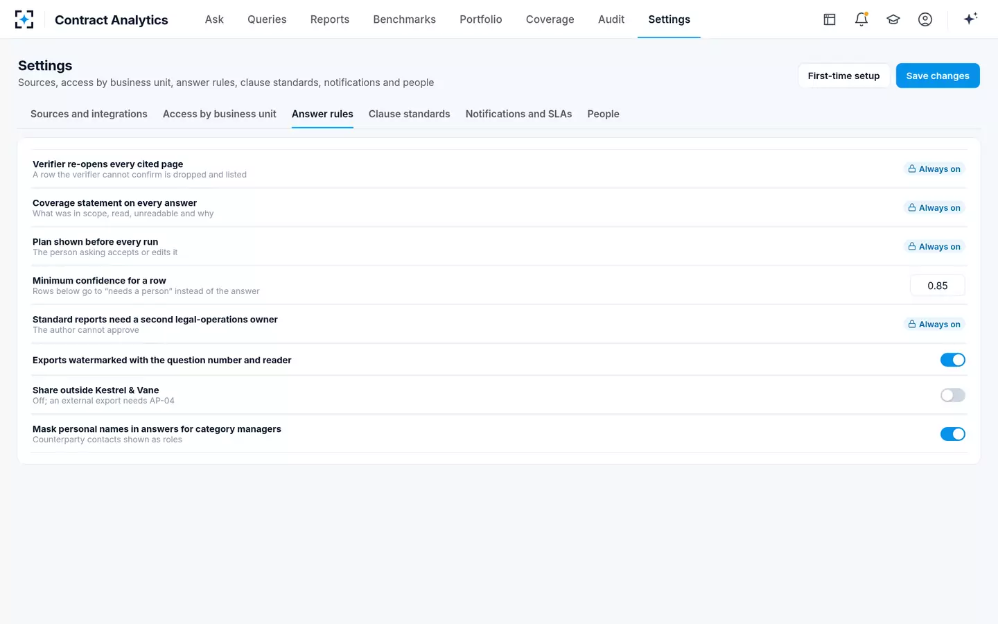 Contract Analytics — Answer rules