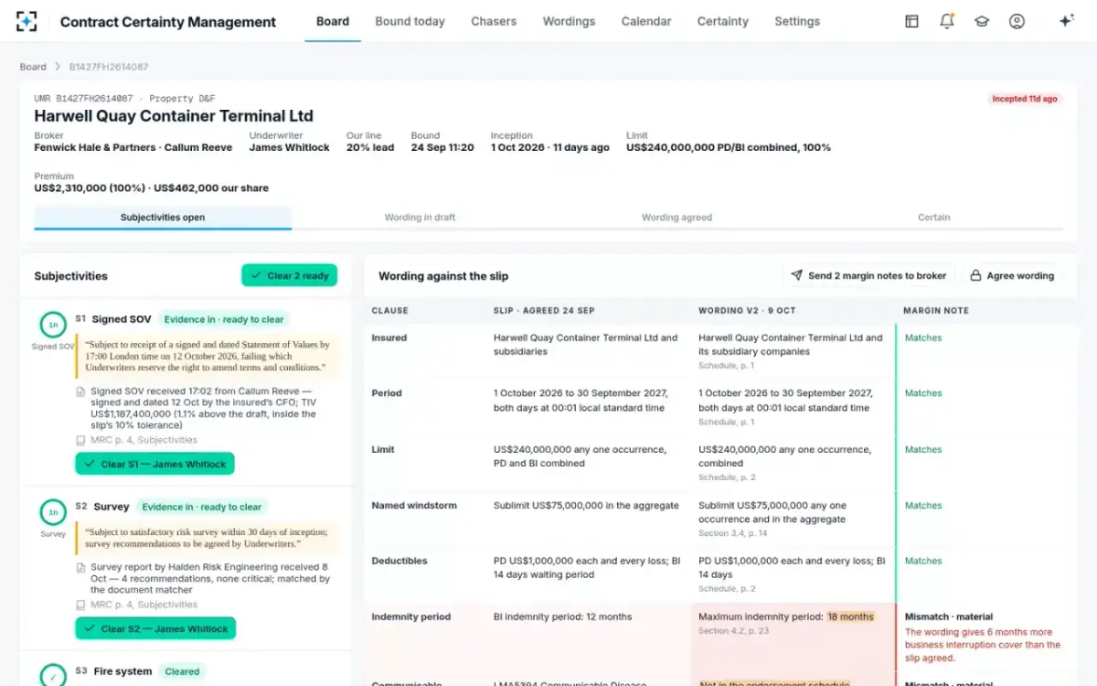Contract Certainty Management — The risk file