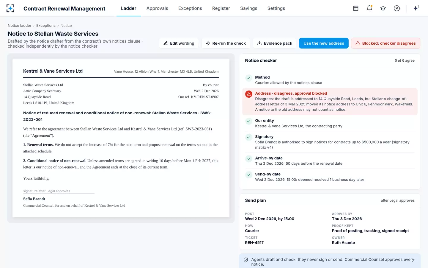 Contract Renewal Management — A checker disagreement