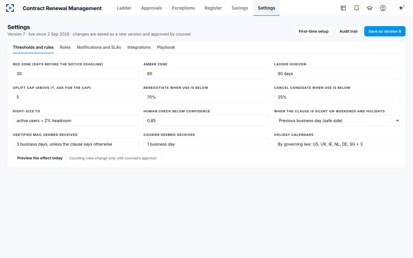 Contract Renewal Management — Your rules