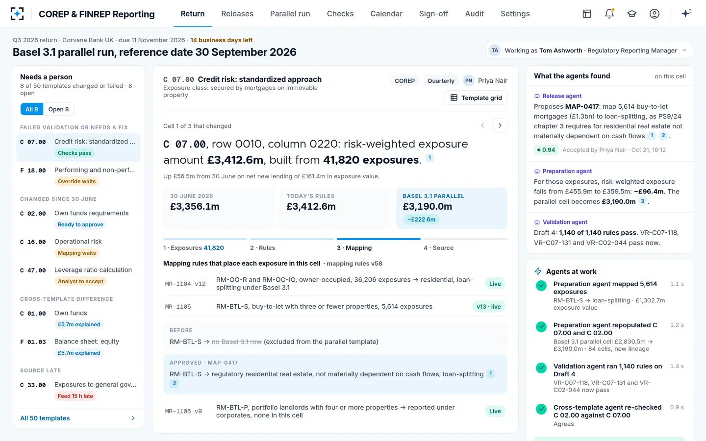 COREP & FINREP Reporting — Agents at work after the approval