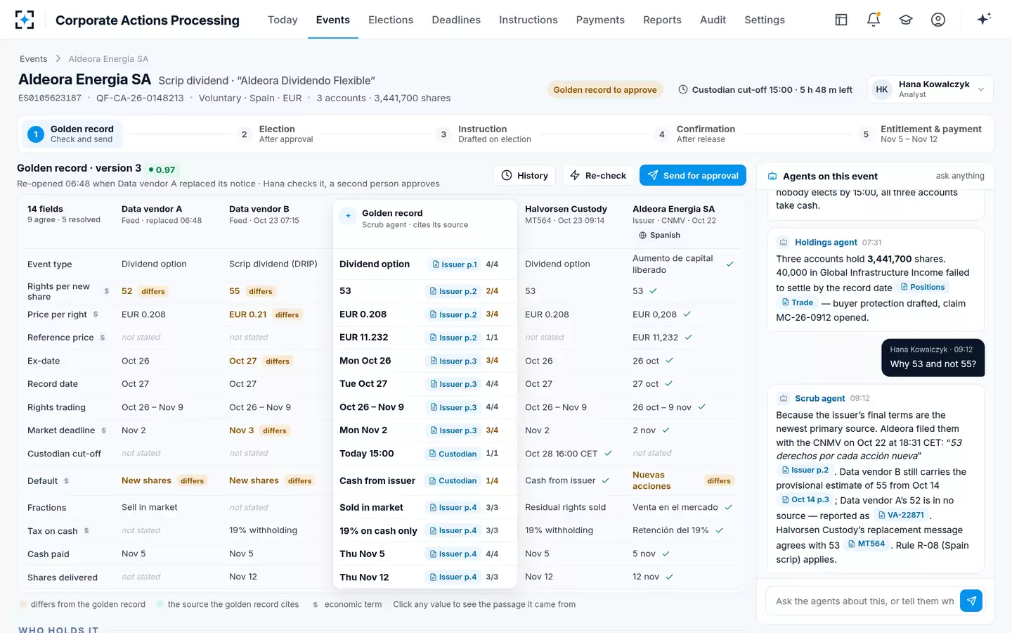 Corporate Actions Processing — Asking the agents