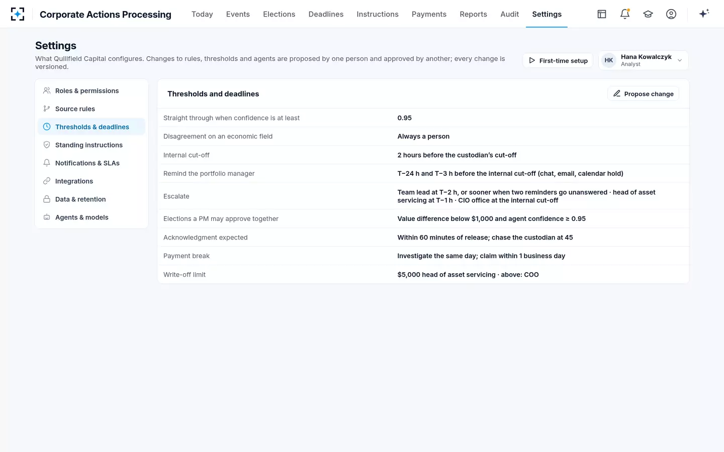Corporate Actions Processing — Your rules