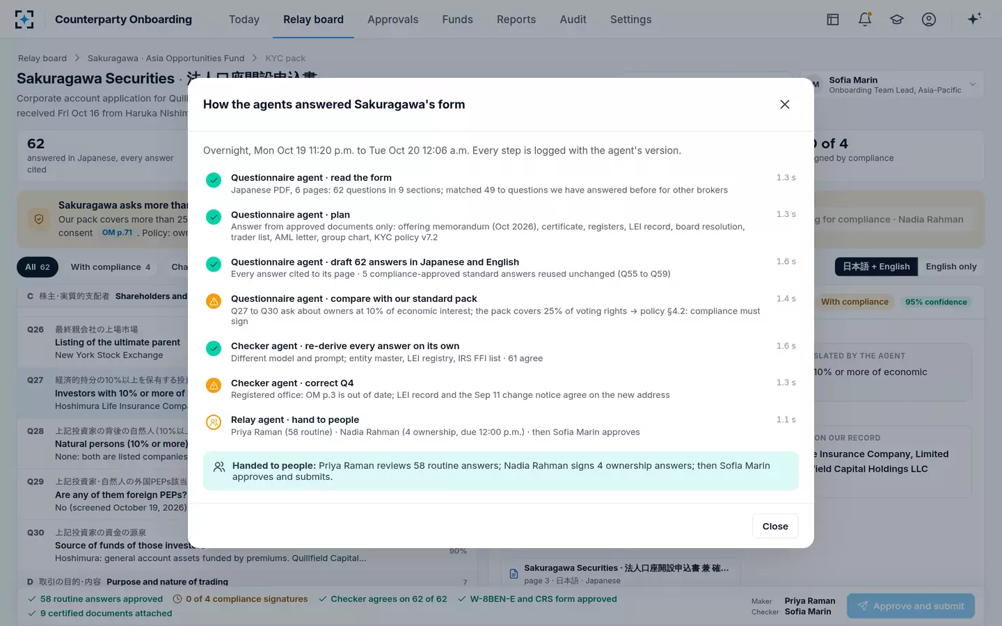 Counterparty Onboarding — How the agents answered the form