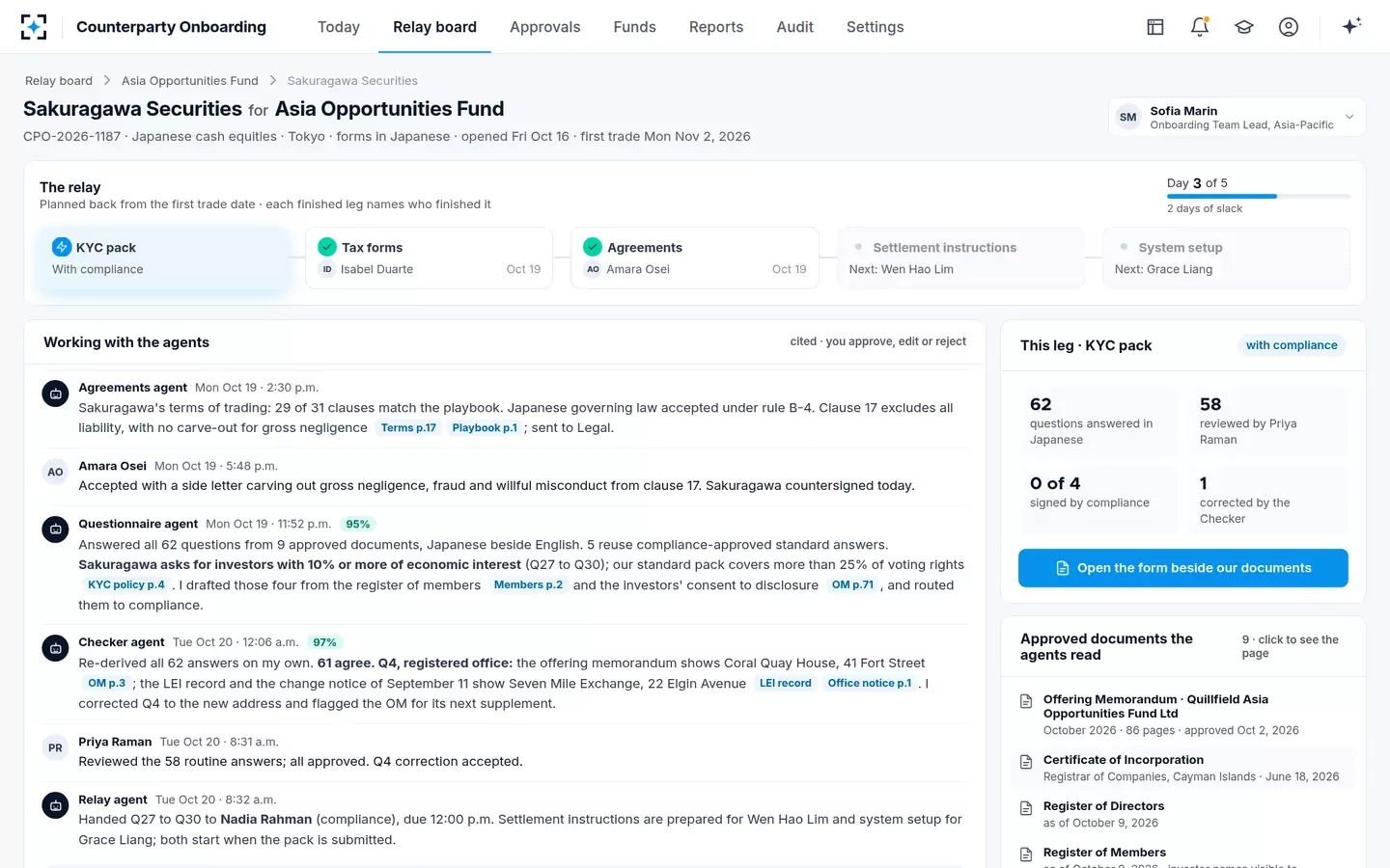 Counterparty Onboarding — One opening, as a conversation