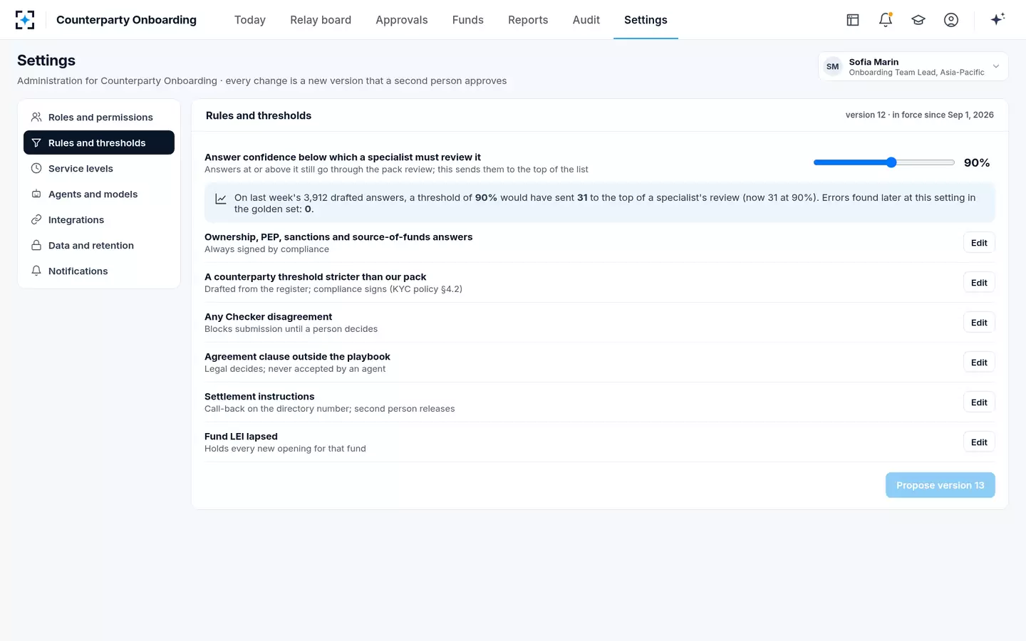 Counterparty Onboarding — Your rules