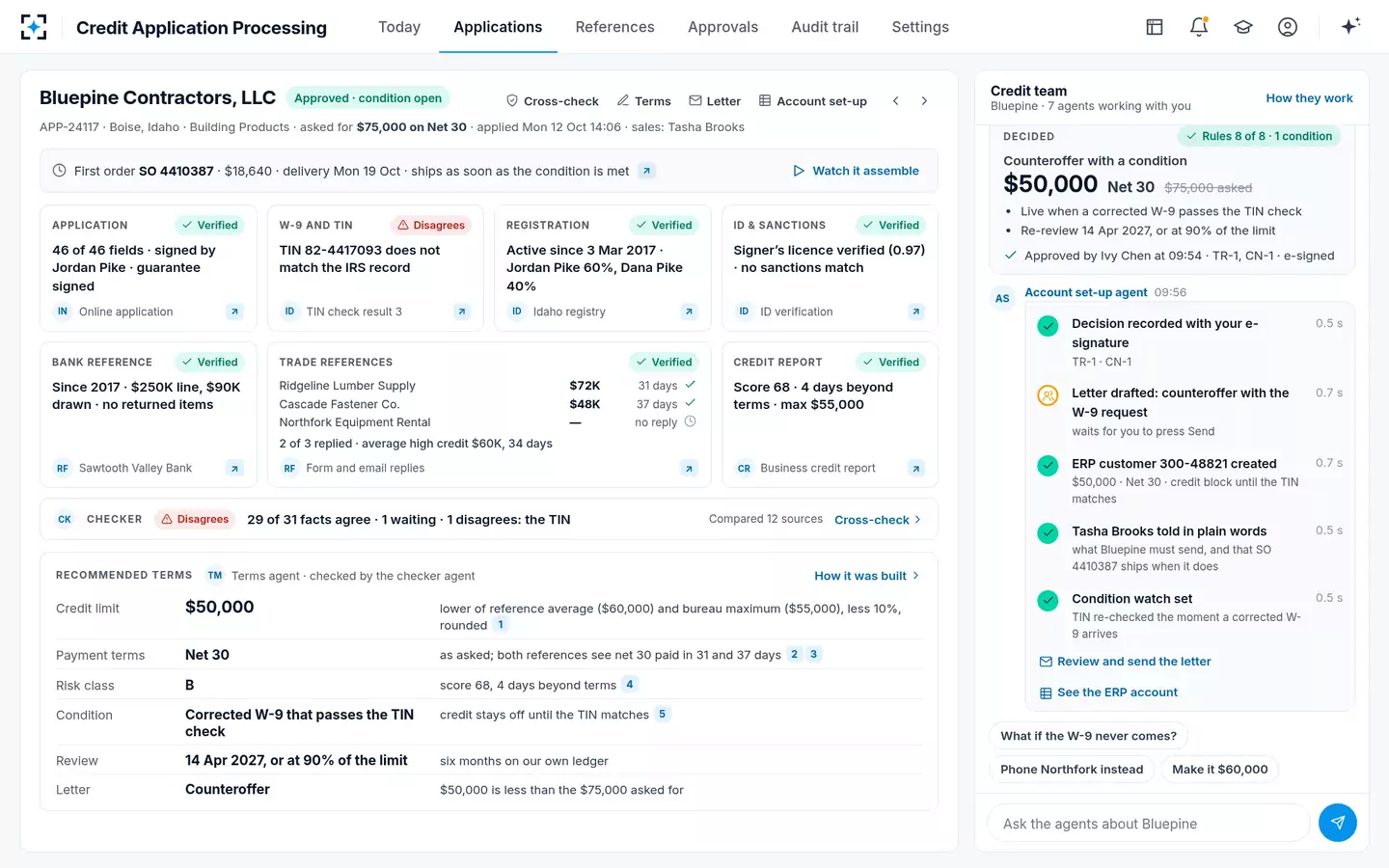 Credit Application Processing — After the signature