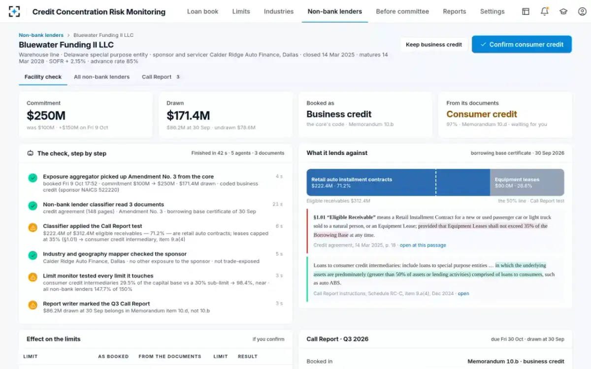 Credit Concentration Risk Monitoring — The facility check