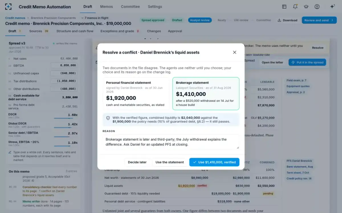 Credit Memo Automation — A conflict to resolve