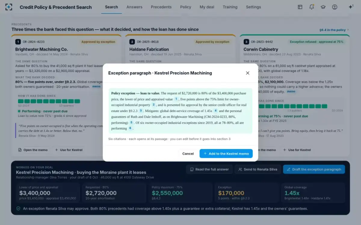 Credit Policy & Precedent Search — The exception paragraph