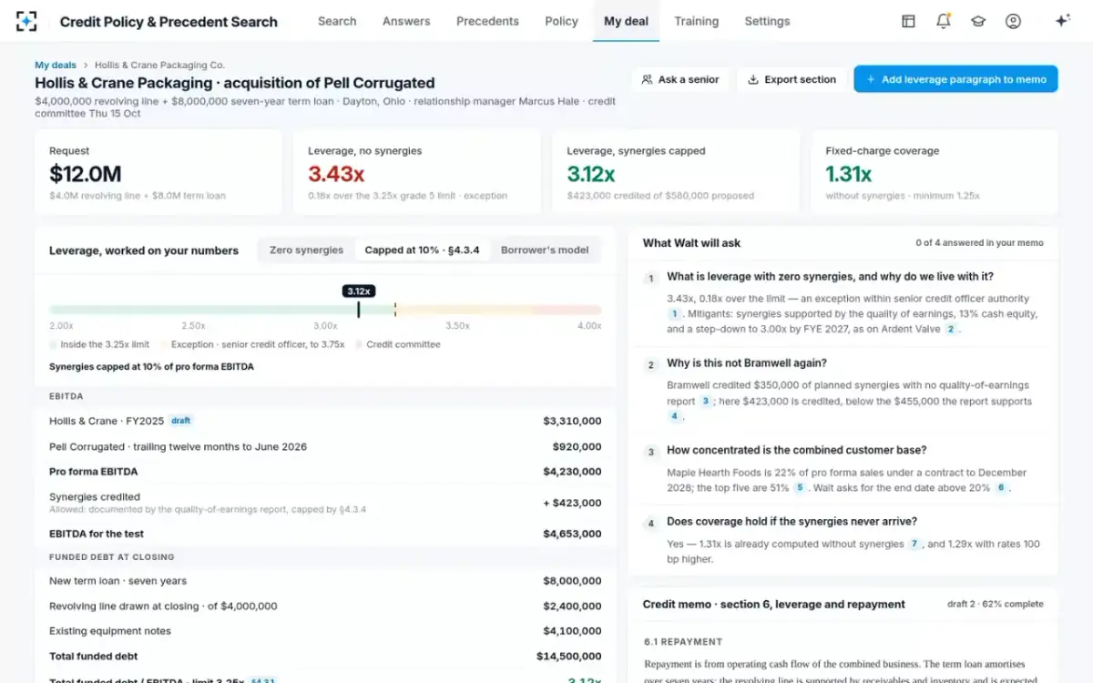 Credit Policy & Precedent Search — My deal