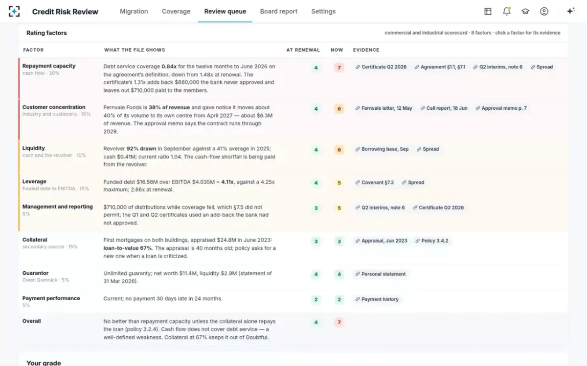 Credit Risk Review — Rating factors
