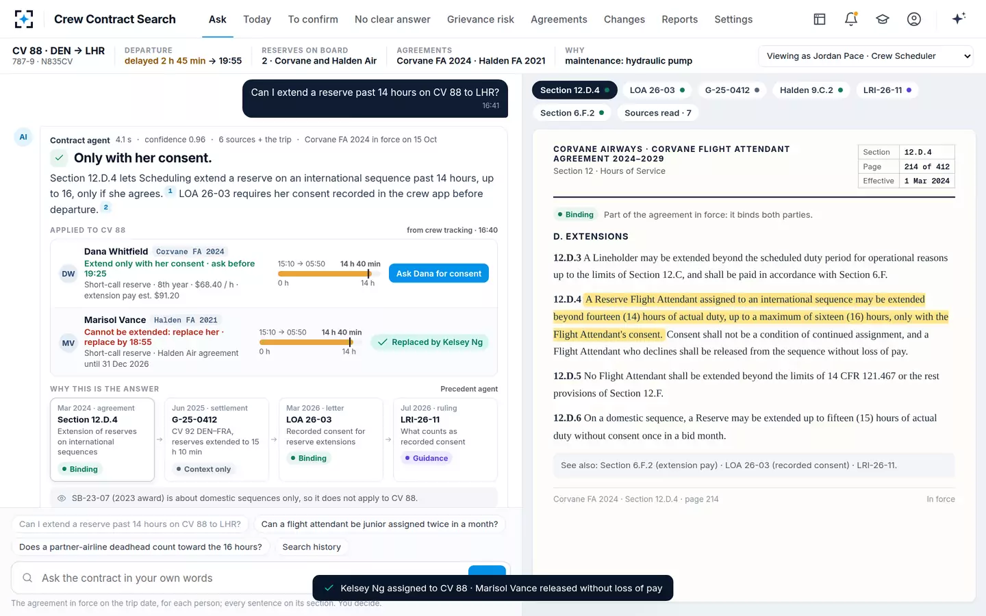 Crew Contract Search — Applied to the trip