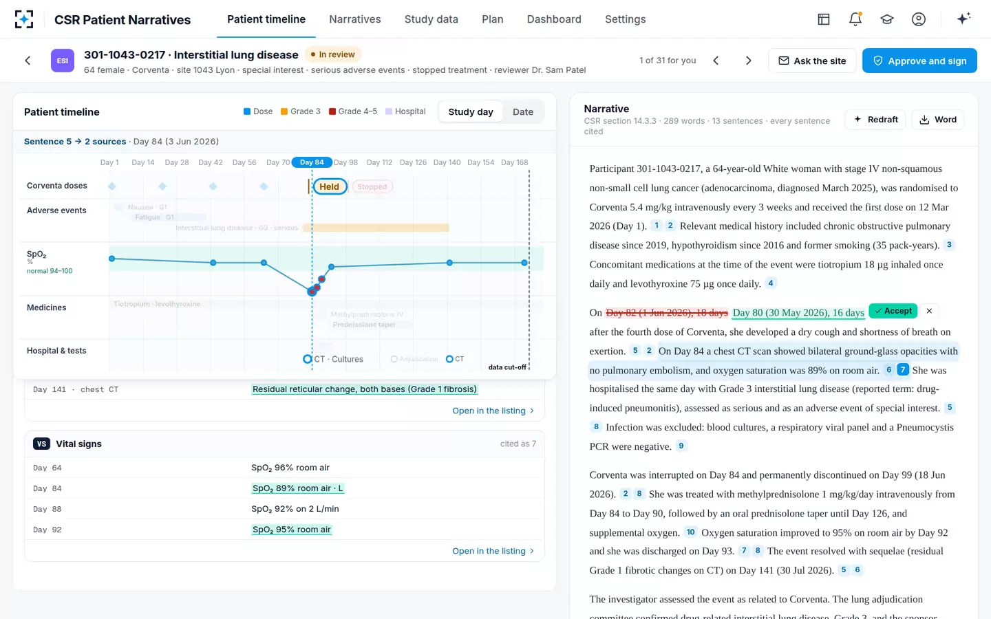 CSR Patient Narratives — Sentence to data