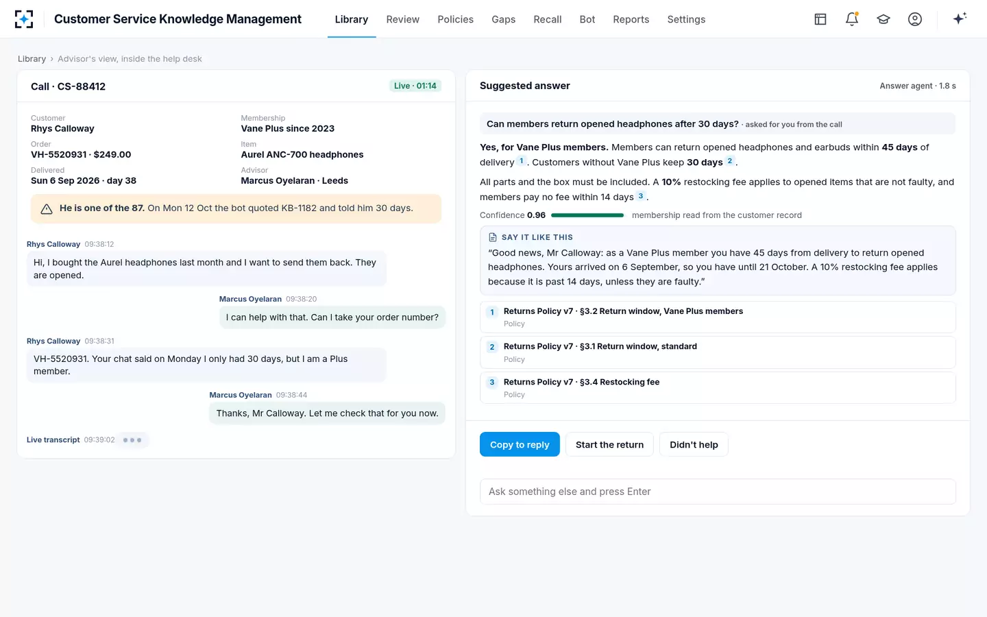 Customer Service Knowledge Management — The advisor's view