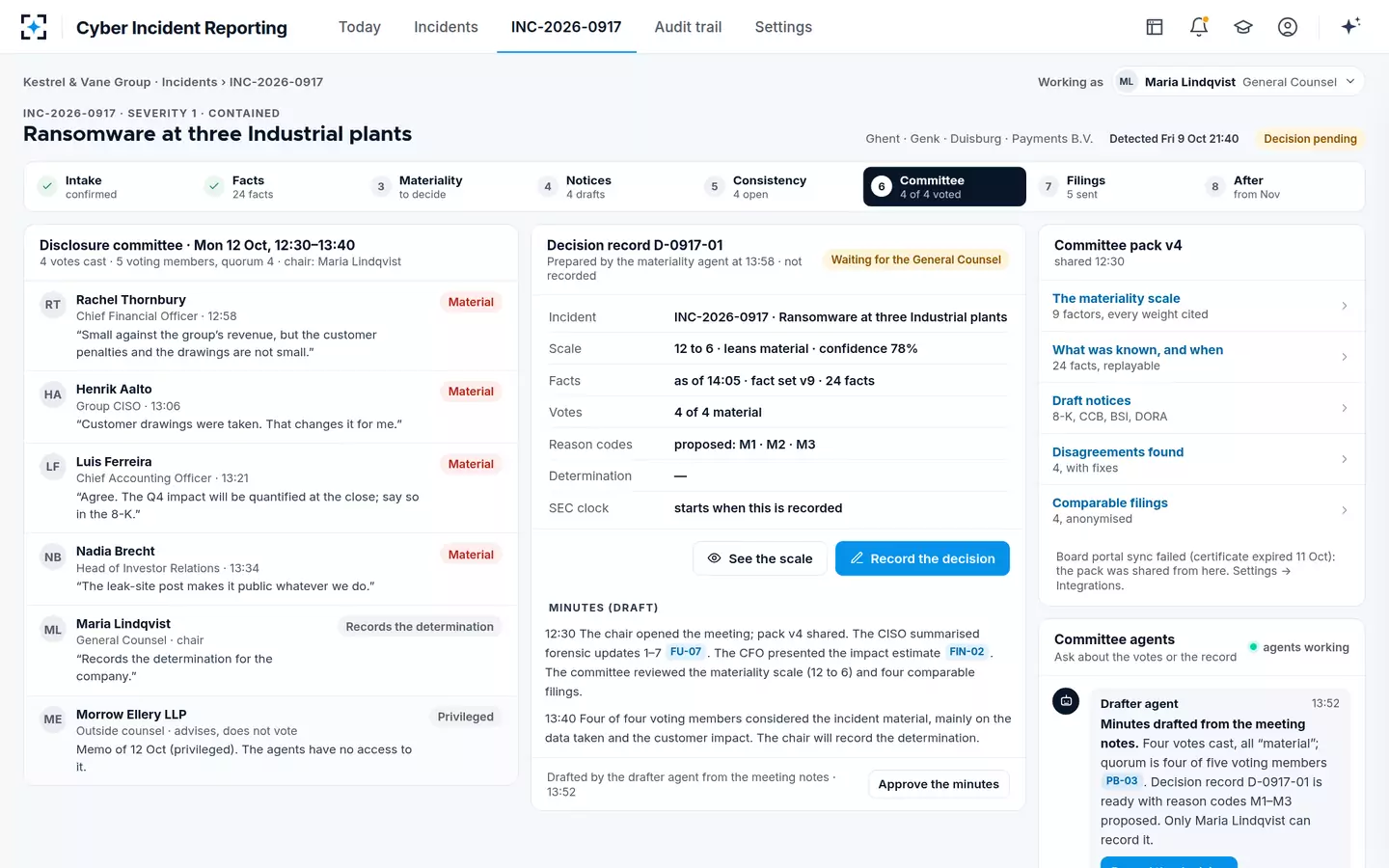 Cyber Incident Reporting — The disclosure committee