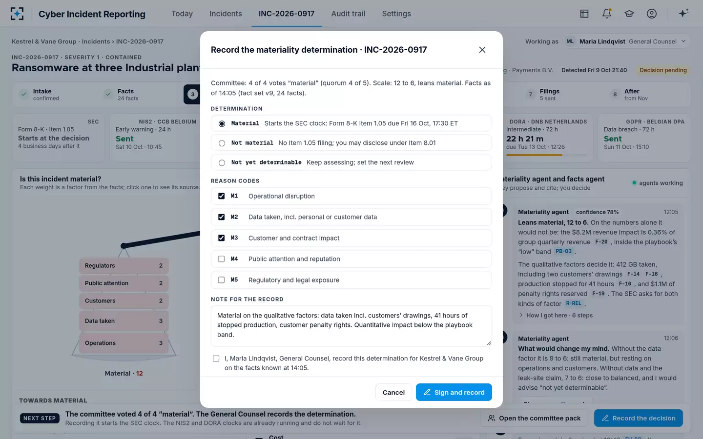 Cyber Incident Reporting — Record the determination