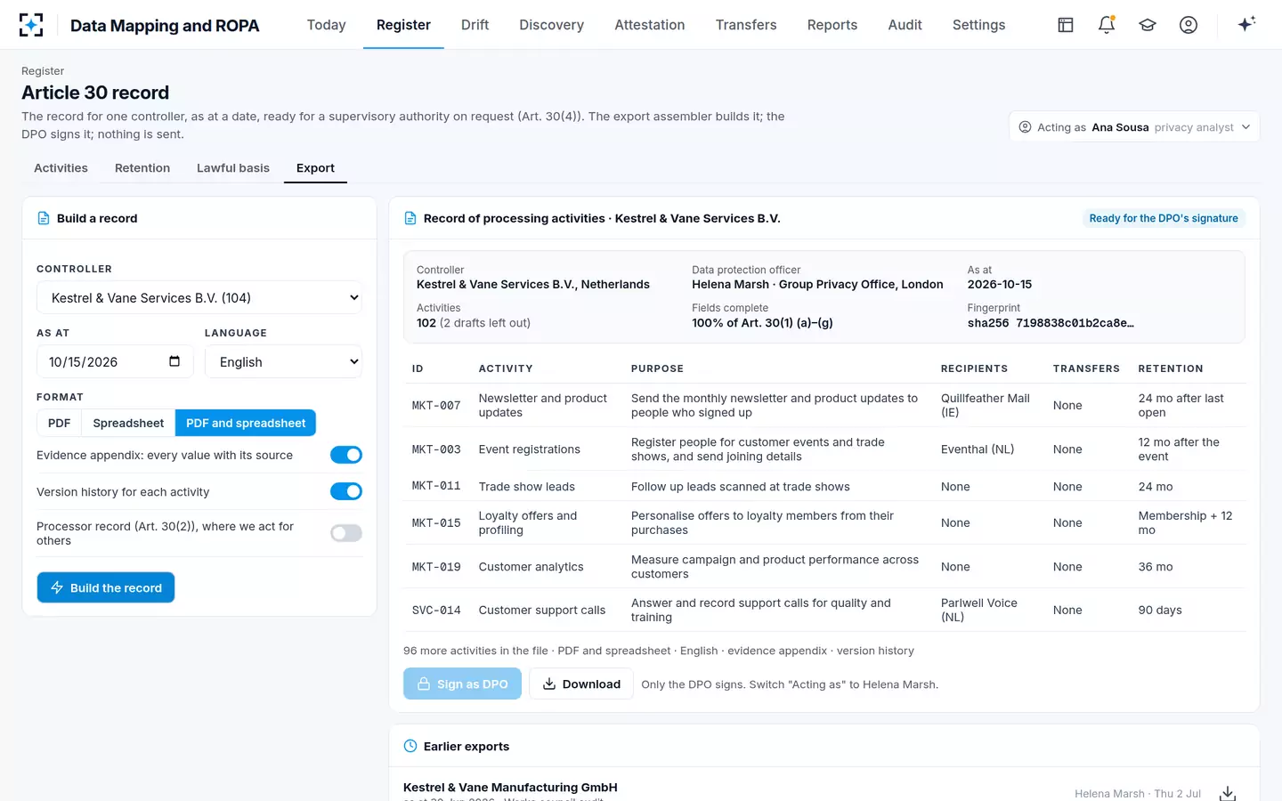 Data Mapping and ROPA — The Article 30 record