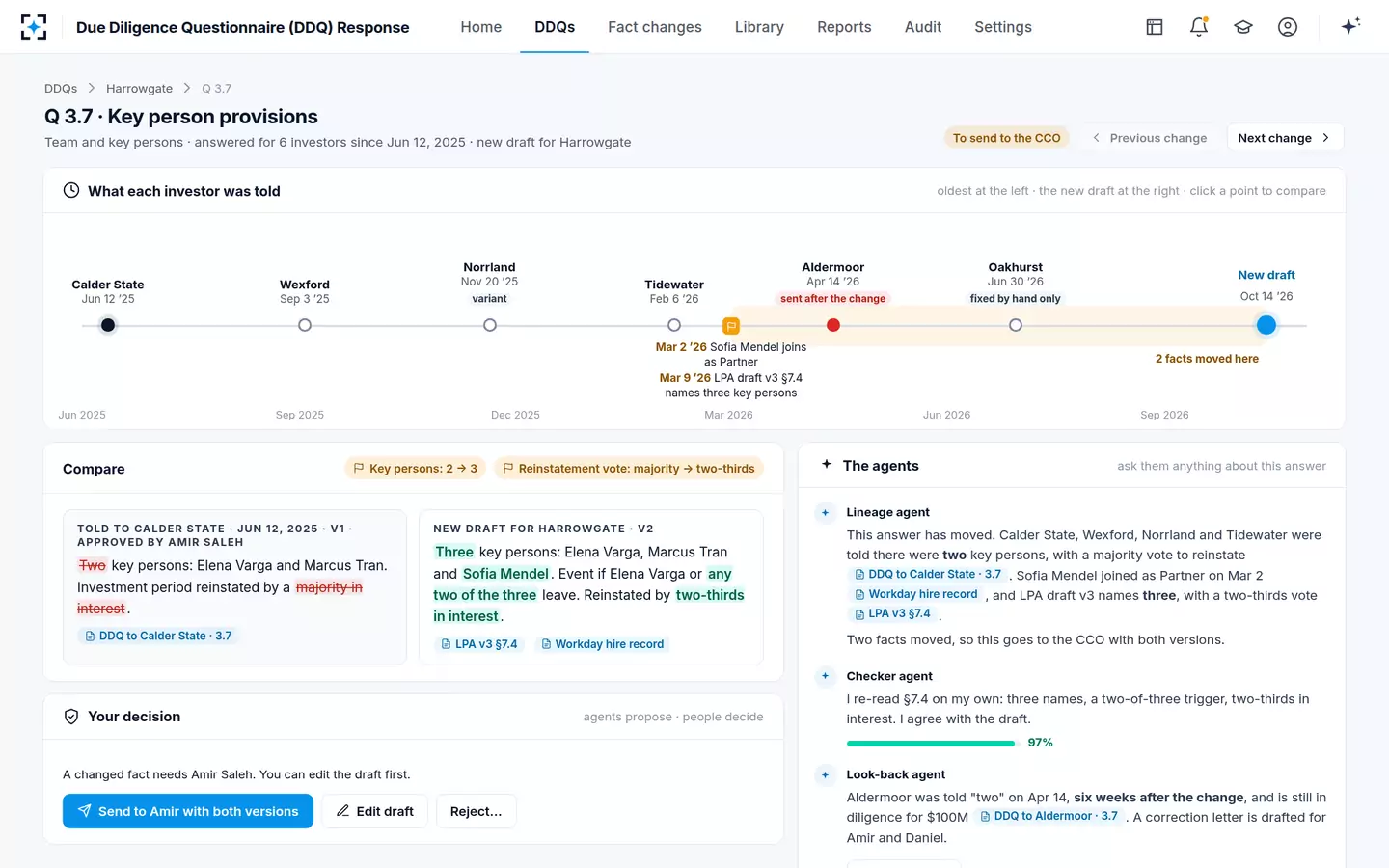 Due Diligence Questionnaire (DDQ) Response — Answer lineage