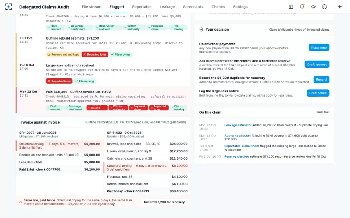 Delegated Claims Audit — Invoice against invoice