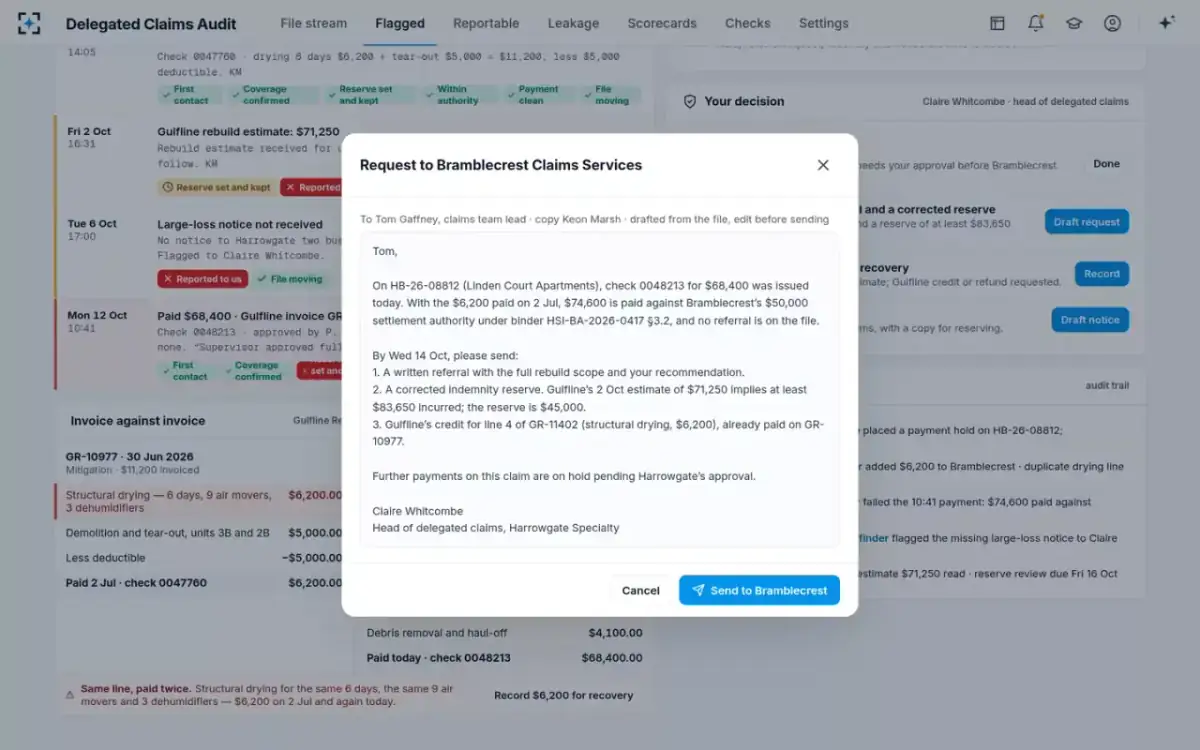 Delegated Claims Audit — The request to the TPA