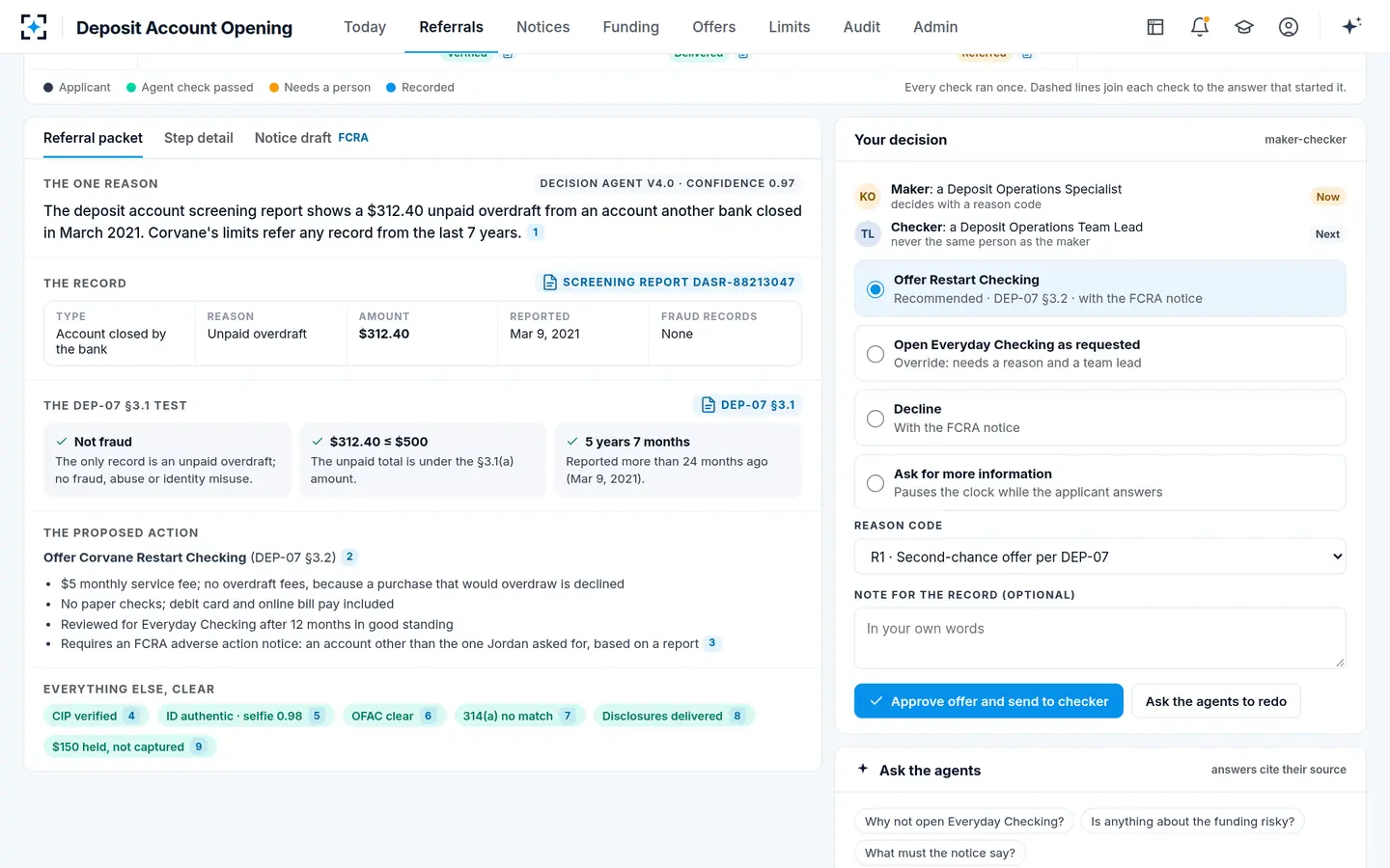 Deposit Account Opening — The referral packet