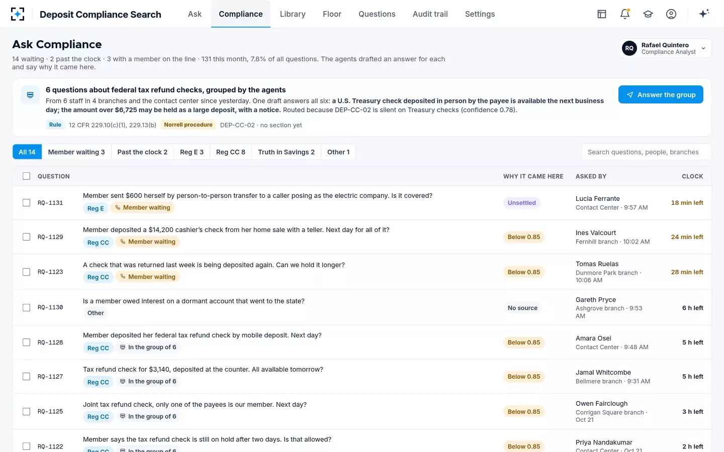 Deposit Compliance Search — Ask Compliance