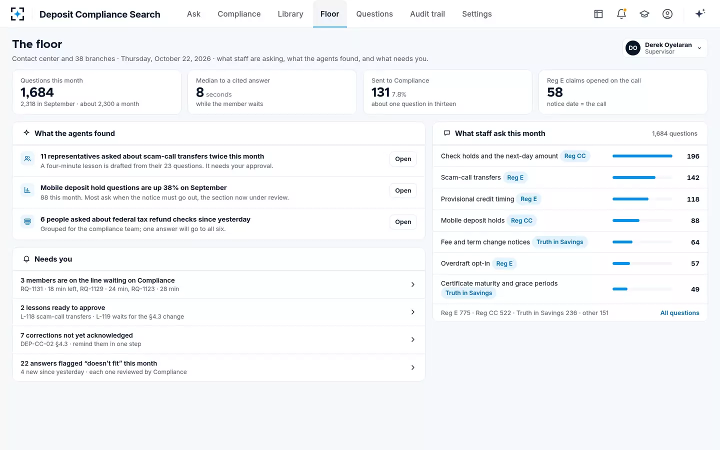 Deposit Compliance Search — The supervisor's floor