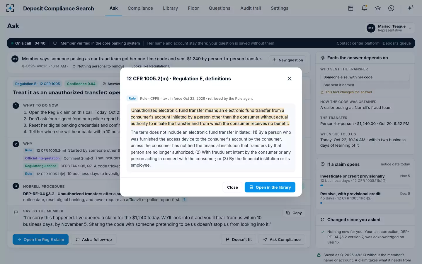 Deposit Compliance Search — The rule behind a citation