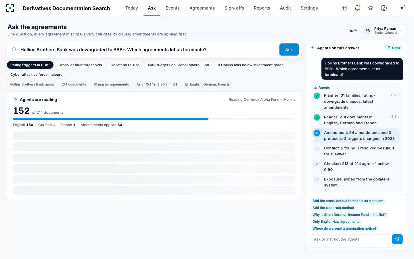 Derivatives Documentation Search — The agents at work