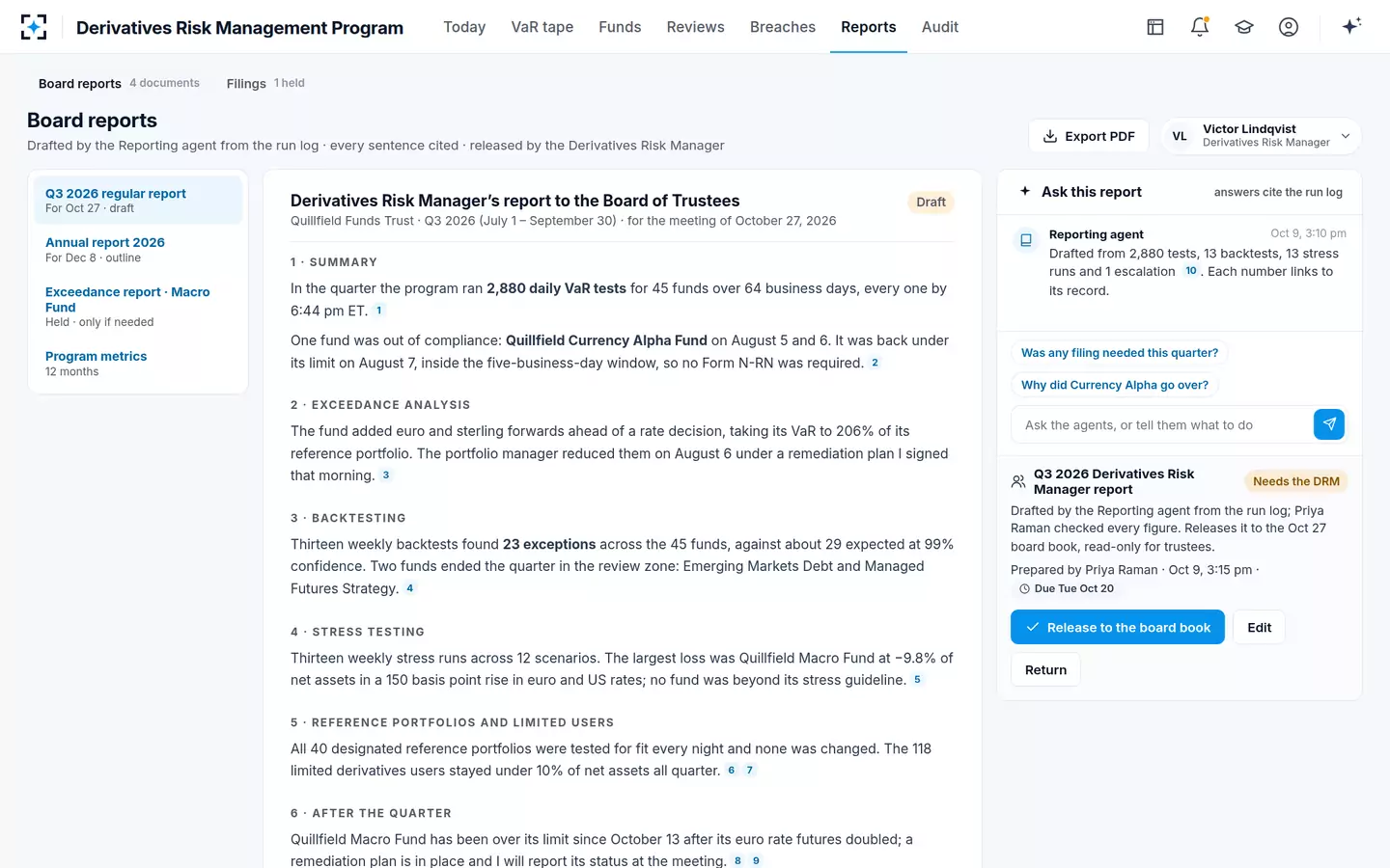 Derivatives Risk Management Program — The 18f-4 board report