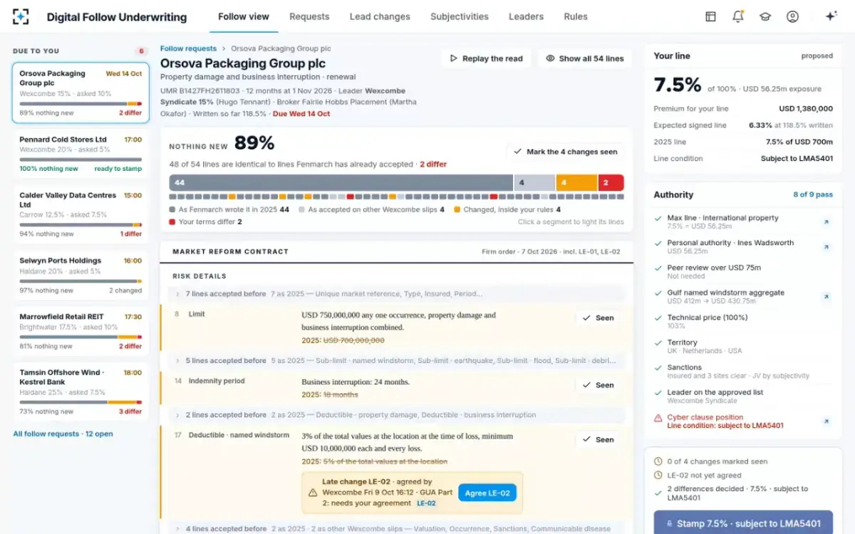 Digital Follow Underwriting — The follow view