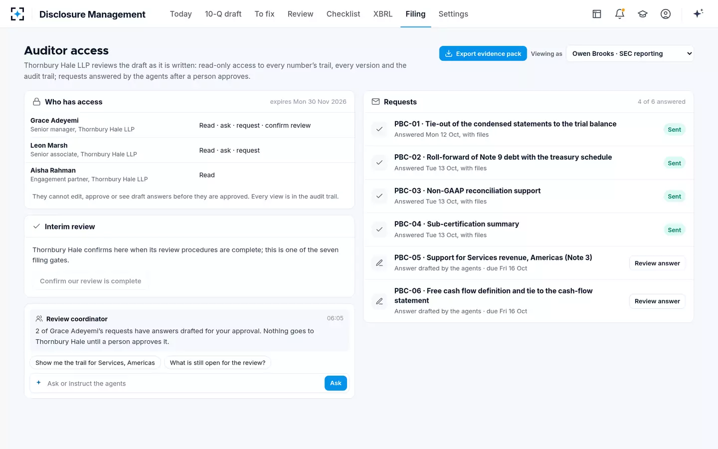 Disclosure Management — Auditor access