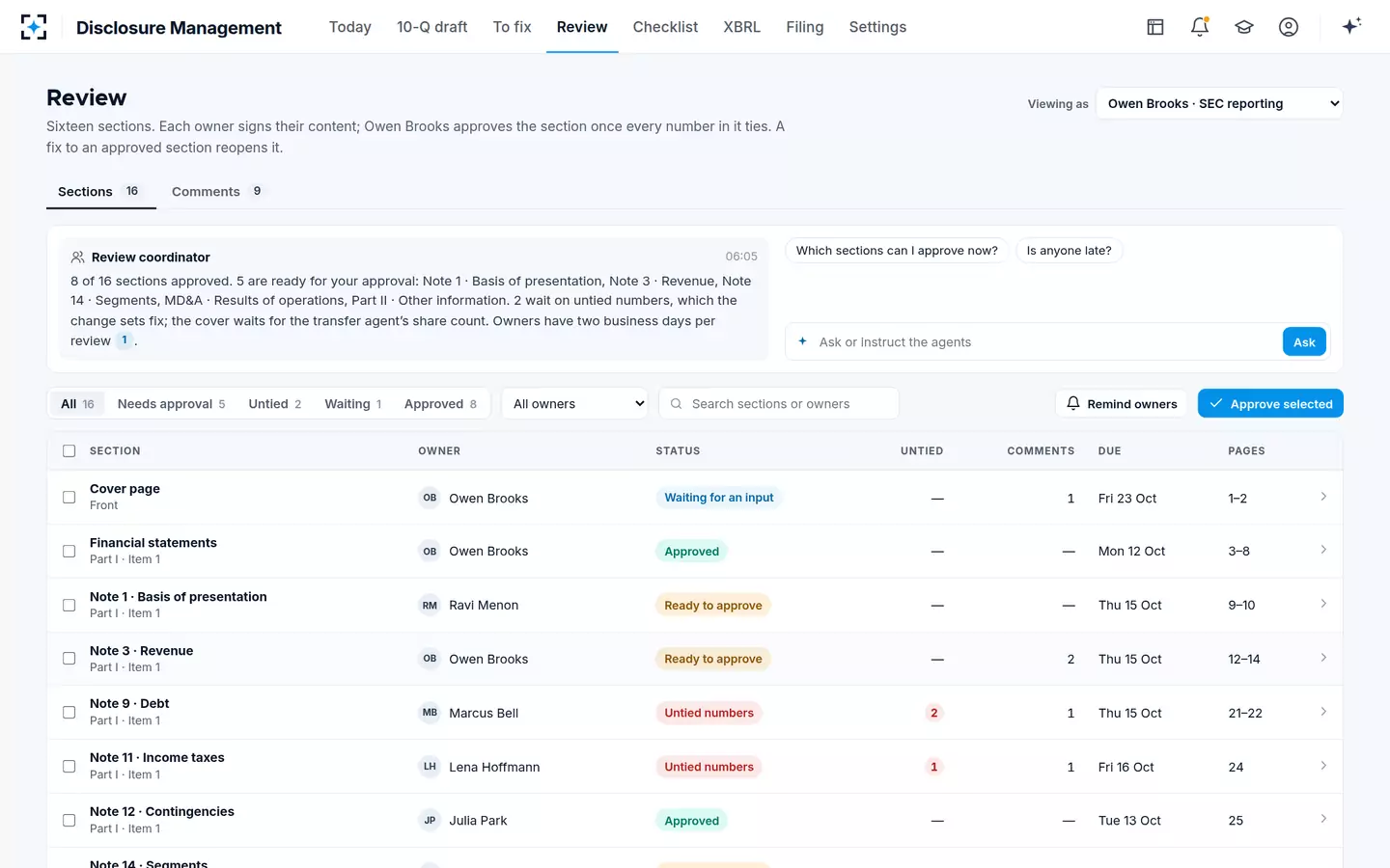 Disclosure Management — Section review