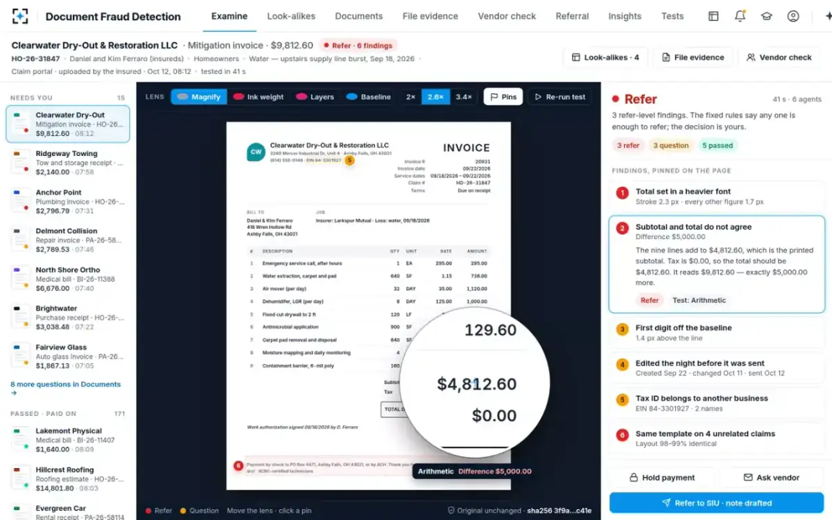 Document Fraud Detection — Arithmetic under the lens