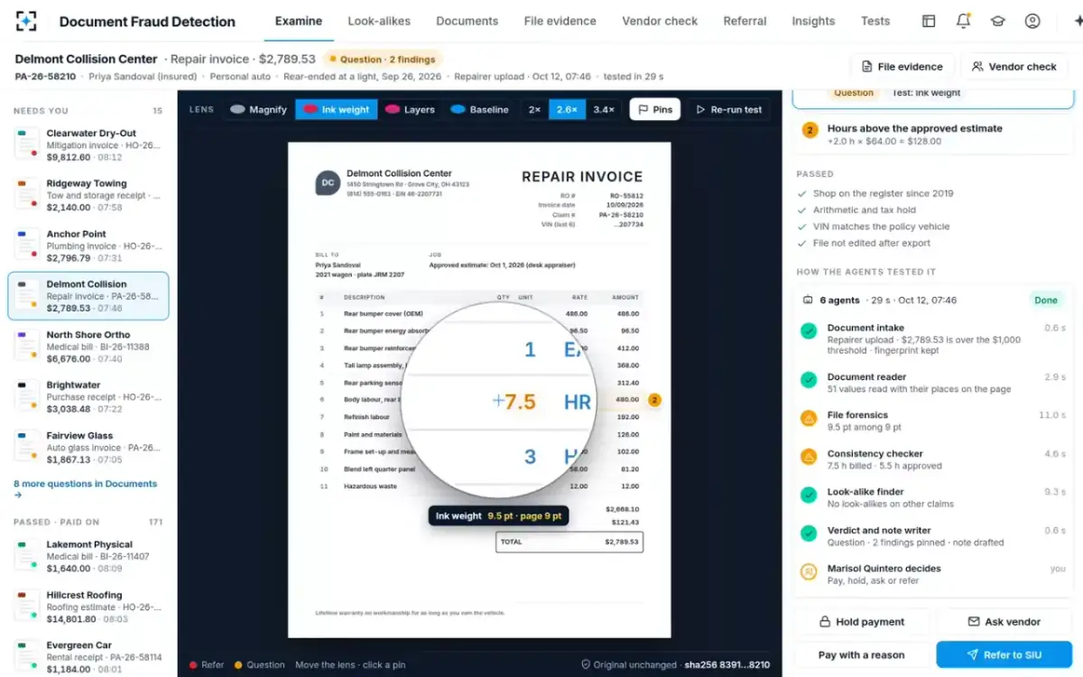 Document Fraud Detection — A repair invoice to question