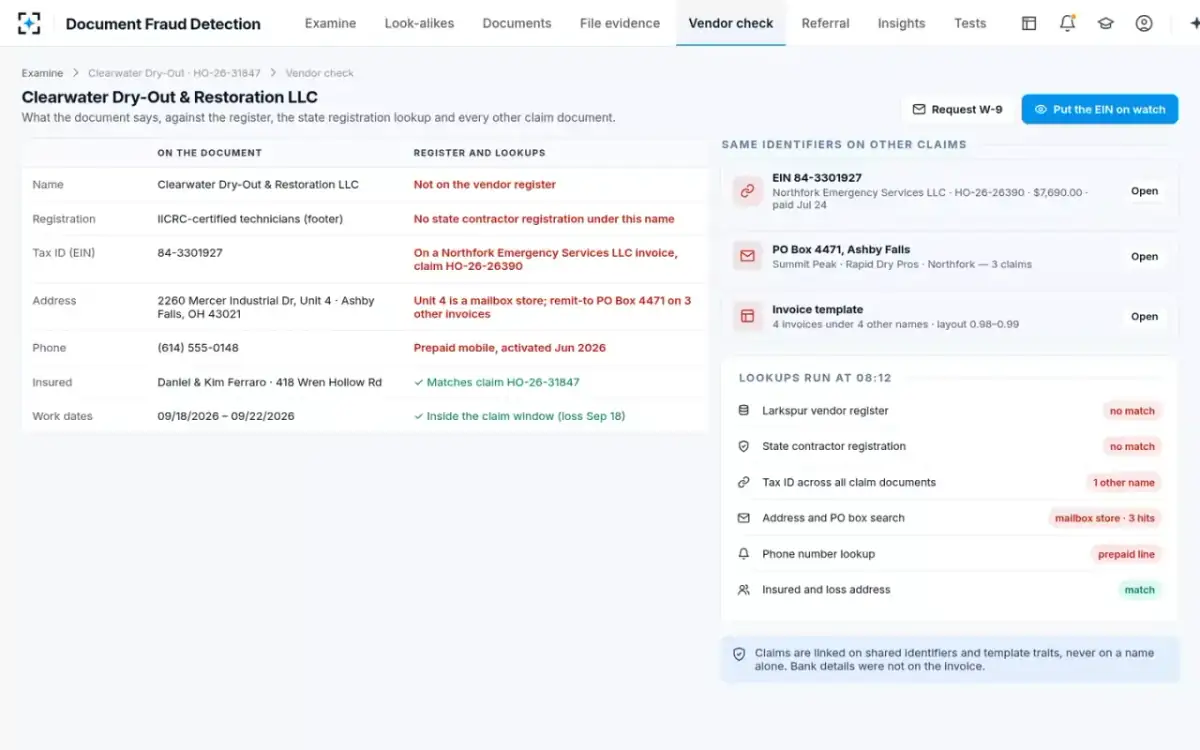 Document Fraud Detection — Vendor check